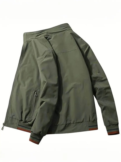 Men's Lux Zip-Up Jacket w/ Stand Up Collar