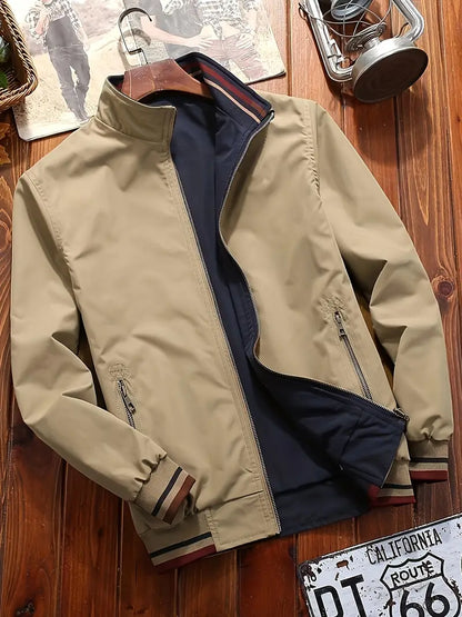 Men's Lux Zip-Up Jacket w/ Stand Up Collar