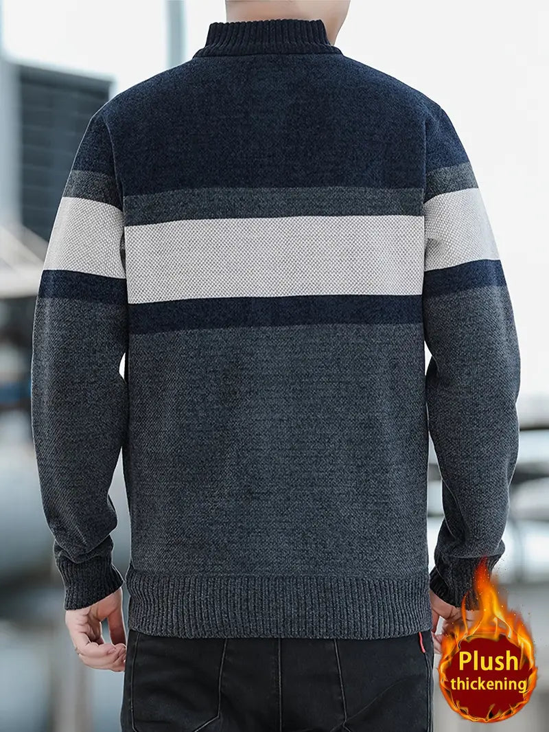 Men's Lux Color Block Thick Knitted Cardigan